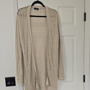 Beige Open-Front Cardigan Sz Lg